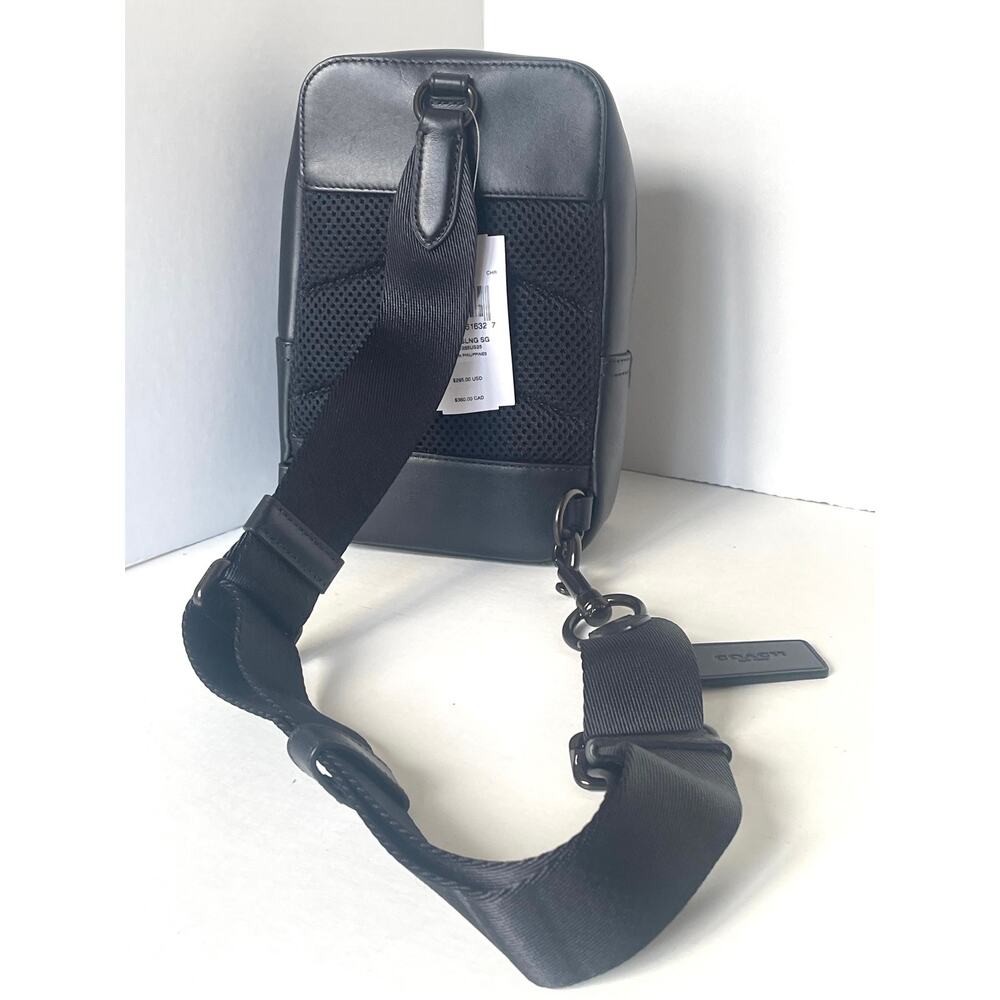 Coach Gotham Sling Pack 13 Signature Canvas Black Leather CC091 Bag - Picture 4 of 16